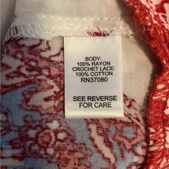 Plus Size, Cato Red and White Patterned Blouse, 3X - Picture 9 of 10